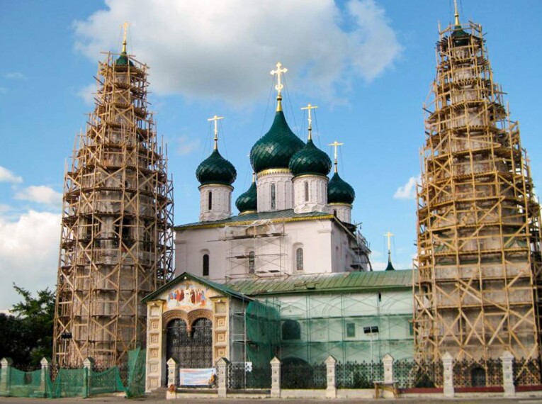 Процесс реставрации фасадов церкви Ильи Пророка фото 12